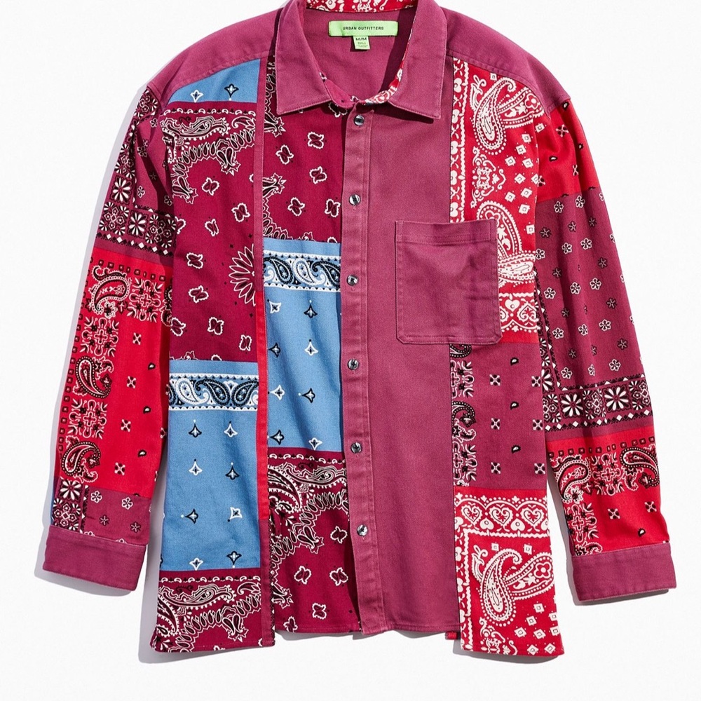 Urban Outfitters Multicolor Patchwork Button Down Shirt